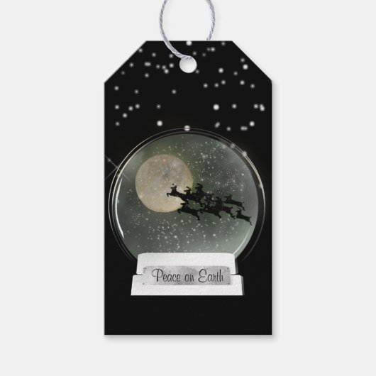 Reindedarmontsteking met de Moon-kerstsnowglobe Cadeaulabel (Voorkant)