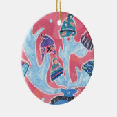 Reindedarmontsteking met veel Petten in de winter Keramisch Ornament (Rechts)