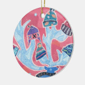 Reindedarmontsteking met veel Petten in de winter Keramisch Ornament (Links)