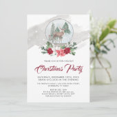 Reindedarnsneeuw Wereldbol Poinsettia Kerstfeest Kaart (Staand voorkant)