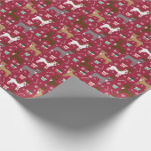 Reindedarpalts kerstfeestdag honden cadeaupapier (Hoek)