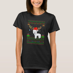 Reindedarren Santa Hat Matching Ugly Bichon Frise  T-shirt