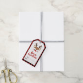 Reindedarrood met een pretkerst van cadeaulabel (Met Touw)