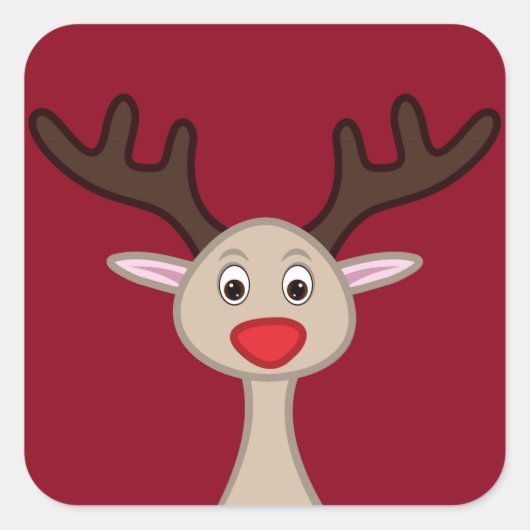 Reindedartekenfilm Vierkante Sticker (Voorkant)