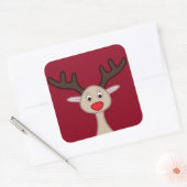 Reindedartekenfilm Vierkante Sticker (Envelop)