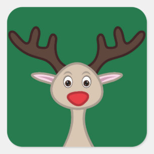 Reindedartekenfilm Vierkante Sticker
