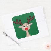 Reindedartekenfilm Vierkante Sticker (Envelop)