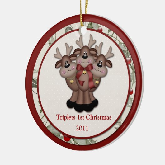 Reindedartriplets 1e Kerstmis Keramisch Ornament (Links)