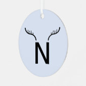 Reindeder Antlers | Minimalistisch blauw Scandinav Metalen Ornament (Voorkant links)