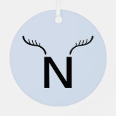 Reindeder Antlers | Minimalistisch blauw Scandinav Metalen Ornament (Achterkant)