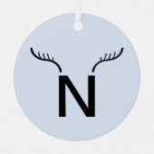 Reindeder Antlers | Minimalistisch blauw Scandinav Metalen Ornament (Voorkant)