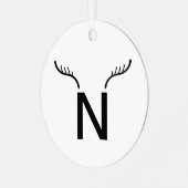 Reindeder Antlers Moderne kerstmonogram Initiaal Metalen Ornament (Voorkant links)