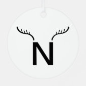 Reindeder Antlers Moderne kerstmonogram Initiaal Metalen Ornament (Achterkant)