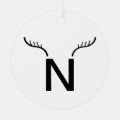 Reindeder Antlers Moderne kerstmonogram Initiaal Metalen Ornament (Voorkant)