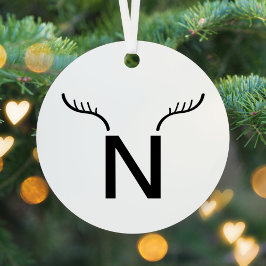 Reindeder Antlers Moderne kerstmonogram Initiaal Metalen Ornament