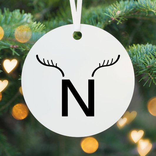 Reindeder Antlers Moderne kerstmonogram Initiaal Metalen Ornament