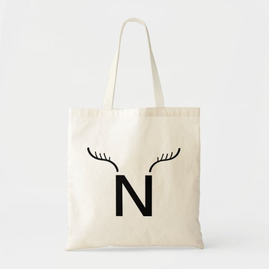 Reindeder Antlers Moderne kerstmonogram Initiaal Tote Bag (Voorkant)