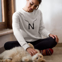 Reindeder Antlers Moderne kerstmonogram Initiaal