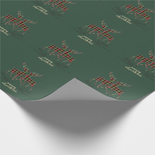 Reindeders Buffalo Pset Green Merry Kerstmis Cadeaupapier (Hoek)