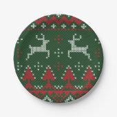 ReindedFunny Kerstmis, Ugly Sweater Paper Borden Papieren Bordje (Voorkant)