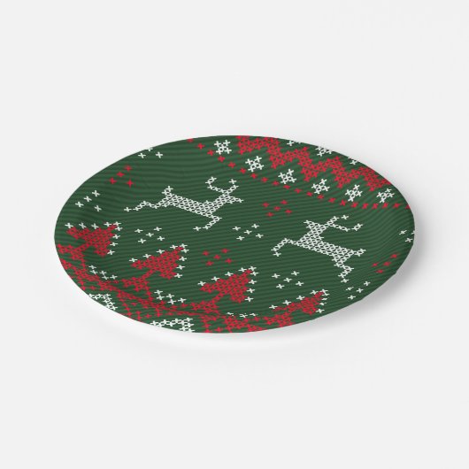 ReindedFunny Kerstmis, Ugly Sweater Paper Borden Papieren Bordje (Gekanteld)