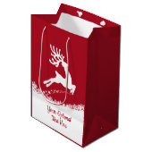Reindeer aangepast tekstvak met cadeautas voor mid (Voorkant Gekanteld)