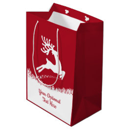 Reindeer aangepast tekstvak met cadeautas voor mid