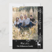 Reindeer and Snowflakes Holiday Photo | Black Card Feestdagenkaart (Voorkant)