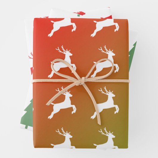 Reindeer And Trees Christmas Pattern Gift Wrapping Inpakpapier Vel (In situ)