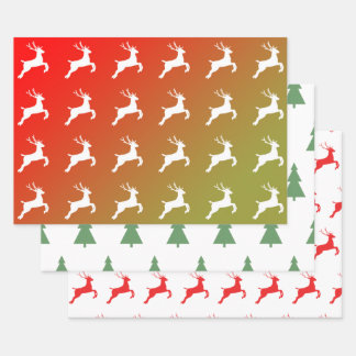 Reindeer And Trees Christmas Pattern Gift Wrapping Inpakpapier Vel