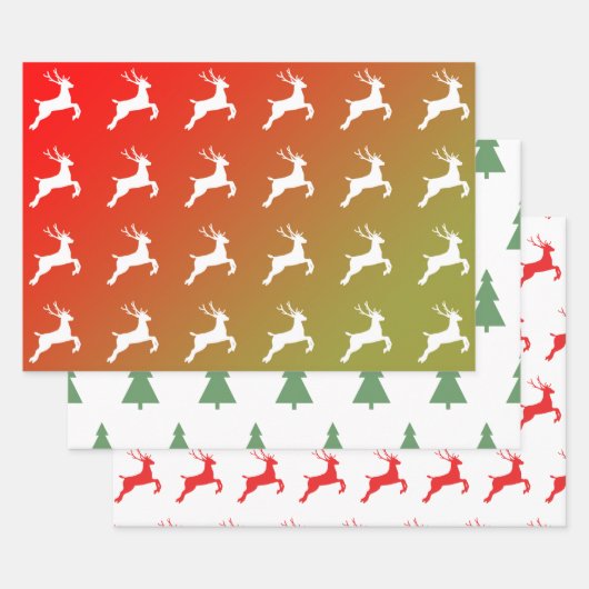 Reindeer And Trees Christmas Pattern Gift Wrapping Inpakpapier Vel (Set)