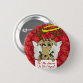 Reindeer Angel is het seizoen van de Vegan Ronde Button 5,7 Cm (Voorkant /achterkant)