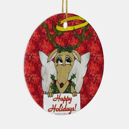 Reindeer Angel Prettige feestdagen Ornament (Rechts)