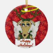 Reindeer Angel Prettige feestdagen Ornament (Voorkant)