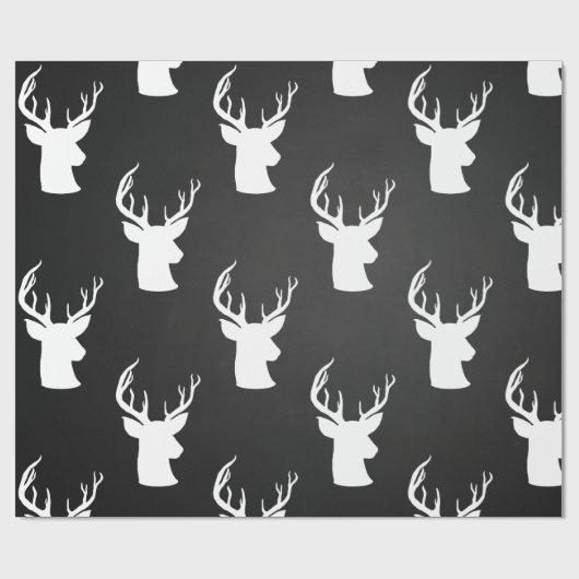 Reindeer Antler  Chalkboard Rustic Pattern Cadeaupapier (Vlak)