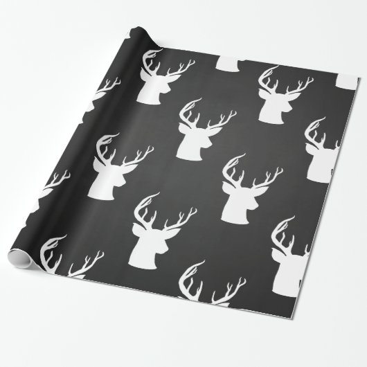 Reindeer Antler  Chalkboard Rustic Pattern Cadeaupapier (Uitgerold)