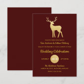 Reindeer Antler Faux Gold Foil | Elegant Wedding Kaart (Voorkant / Achterkant)