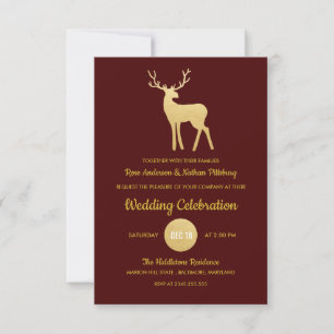 Reindeer Antler Faux Gold Foil   Elegant Wedding Kaart