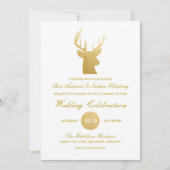 Reindeer Antler Faux Gold Foil | Winterbruiloft Kaart (Voorkant)