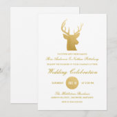 Reindeer Antler Faux Gold Foil | Winterbruiloft Kaart (Voorkant / Achterkant)