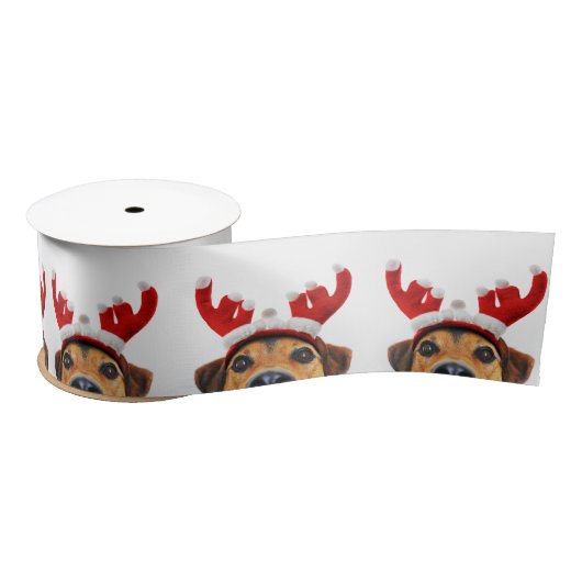Reindeer Antler Headband Cute Funny Dog Kerstmis Satijnen Lint (Spoel)