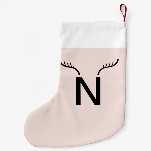 Reindeer Antler | Initiaal kerstmonogram Roze Kleine Kerstsok (Achterkant)