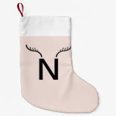 Reindeer Antler | Initiaal kerstmonogram Roze Kleine Kerstsok (Voorkant)