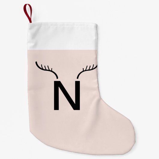 Reindeer Antler | Initiaal kerstmonogram Roze Kleine Kerstsok (Voorkant)