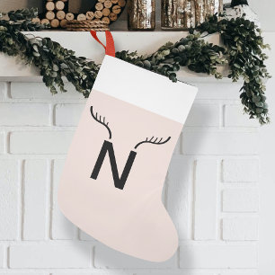 Reindeer Antler Initiaal kerstmonogram Roze Kleine Kerstsok