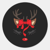 Reindeer Antlers Christmas Outfit Women Girls Kids Ronde Sticker (Voorkant)