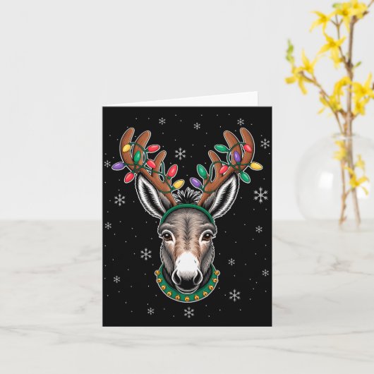Reindeer Antlers Cute Christmas Animal Xmas Kids  Kaart (Gele Bloem)