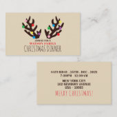 Reindeer Antlers, kerstfeestkaartje uitnodigen Informatiekaartje (Voorkant / Achterkant)