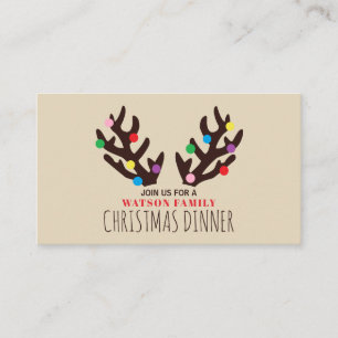 Reindeer Antlers, kerstfeestkaartje uitnodigen Informatiekaartje
