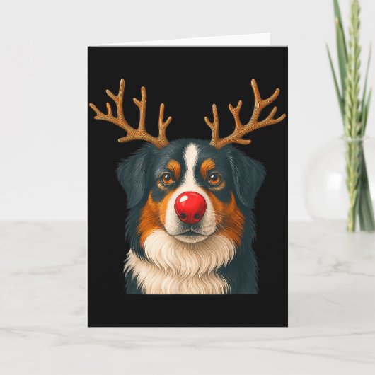 Reindeer Australian Shepherd Christmas Aussie Dog  Kaart (Voorkant)